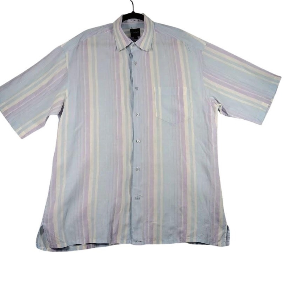 Zanzara Shirt Mens XL‎ Multicolor Stripe Short Sleeve Button Front Casual Summer